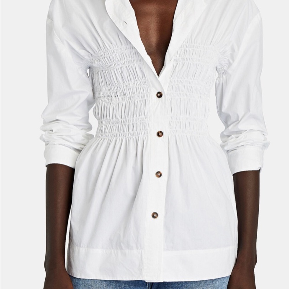 GANNI white shirt button down size 34 100% cotton